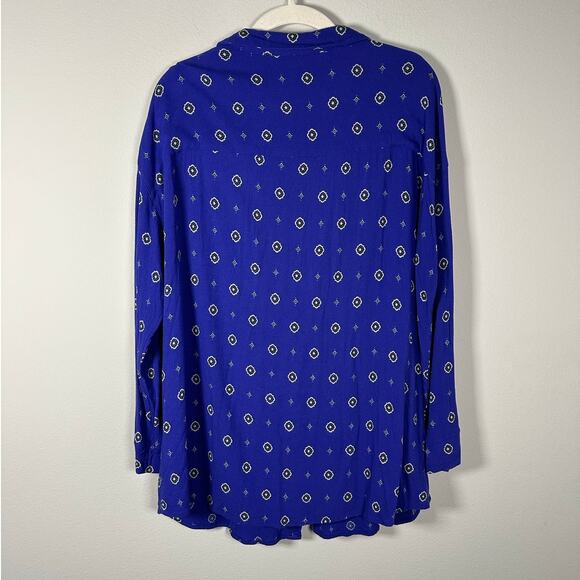 Free People Purple Button Down Medallion Print Blouse Size Medium - Picture 13 of 13